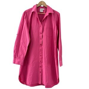 Finley Fuchsia Pink Roll Tab Shirt Dress Size XL